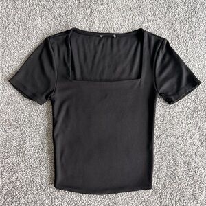 Black basic square neck top